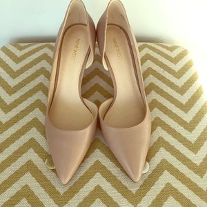 Nine West Shatala nude leather D’Orsay heels